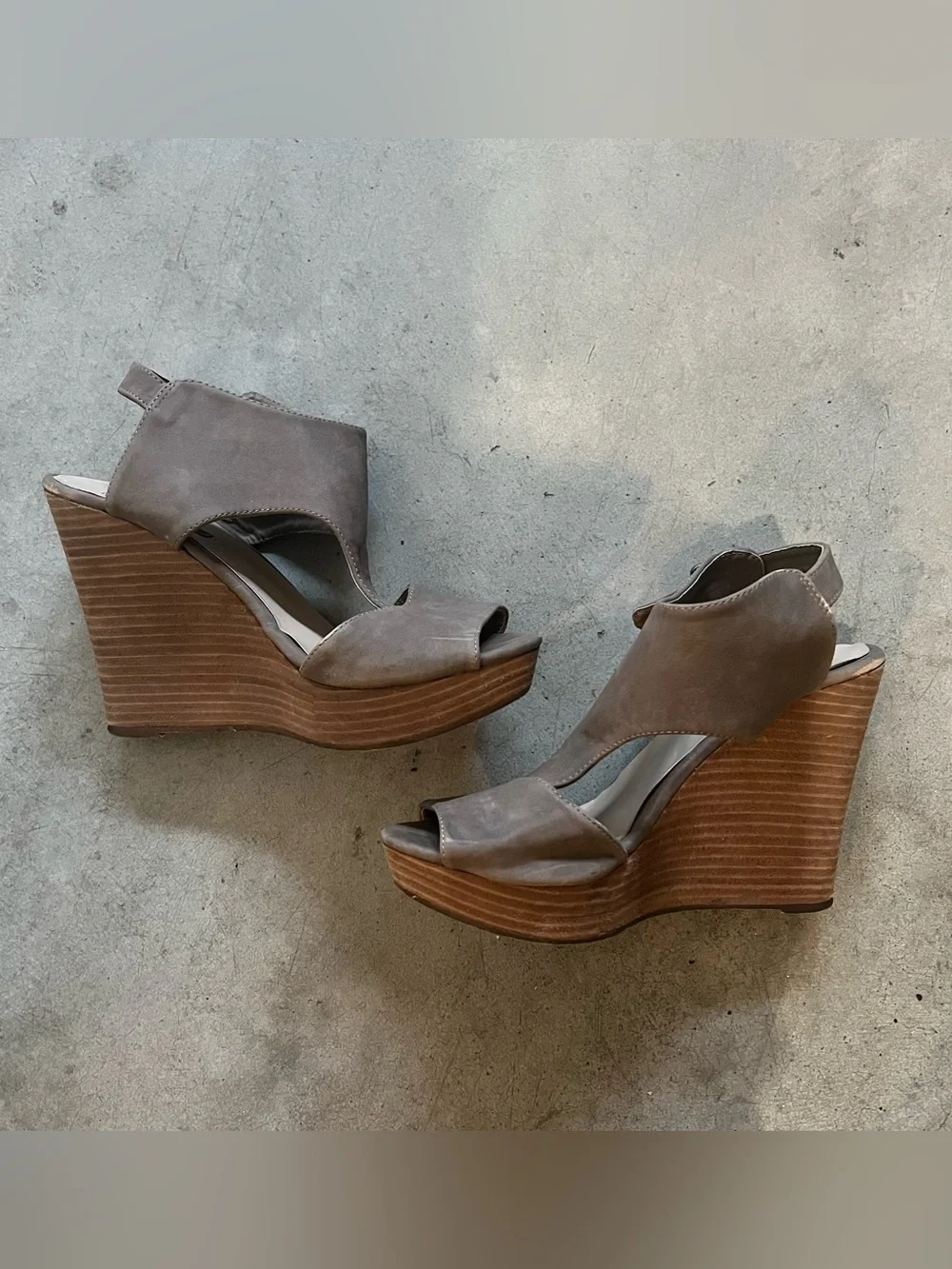 American Rag Taupe Suede Wedge Sandals